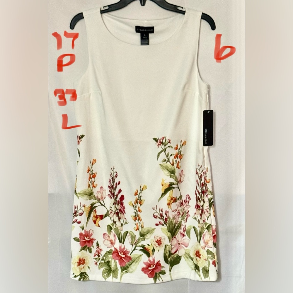 Stylus & Rue White Floral Sleeveless Shift Dress